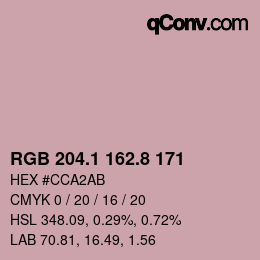 Color code: RGB 204.1 162.8 171 | qconv.com