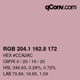 Color code: RGB 204.1 162.8 172 | qconv.com