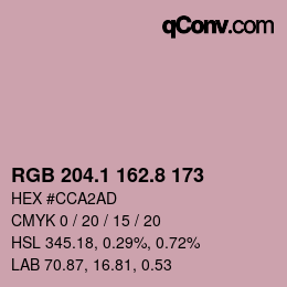 Color code: RGB 204.1 162.8 173 | qconv.com