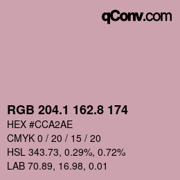 カラーコード: RGB 204.1 162.8 174 | qconv.com