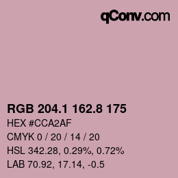 Color code: RGB 204.1 162.8 175 | qconv.com