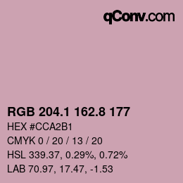 カラーコード: RGB 204.1 162.8 177 | qconv.com
