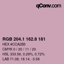 Farbcode: RGB 204.1 162.8 181 | qconv.com