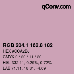 Farbcode: RGB 204.1 162.8 182 | qconv.com