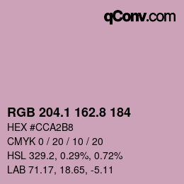 カラーコード: RGB 204.1 162.8 184 | qconv.com