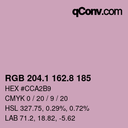 Color code: RGB 204.1 162.8 185 | qconv.com