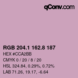 カラーコード: RGB 204.1 162.8 187 | qconv.com