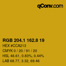 カラーコード: RGB 204.1 162.8 19 | qconv.com