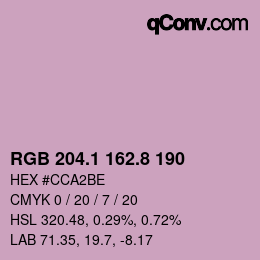 カラーコード: RGB 204.1 162.8 190 | qconv.com