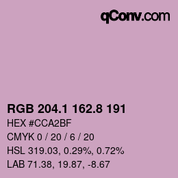 カラーコード: RGB 204.1 162.8 191 | qconv.com