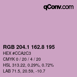 カラーコード: RGB 204.1 162.8 195 | qconv.com