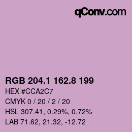 カラーコード: RGB 204.1 162.8 199 | qconv.com