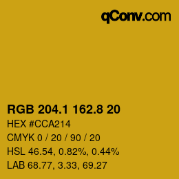 カラーコード: RGB 204.1 162.8 20 | qconv.com