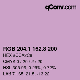カラーコード: RGB 204.1 162.8 200 | qconv.com