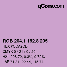 カラーコード: RGB 204.1 162.8 205 | qconv.com