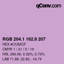 Color code: RGB 204.1 162.8 207 | qconv.com