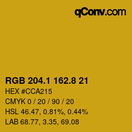カラーコード: RGB 204.1 162.8 21 | qconv.com