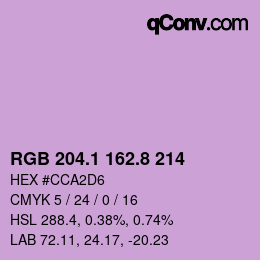 カラーコード: RGB 204.1 162.8 214 | qconv.com