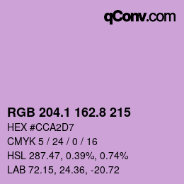 カラーコード: RGB 204.1 162.8 215 | qconv.com