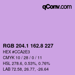 カラーコード: RGB 204.1 162.8 227 | qconv.com