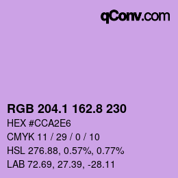 カラーコード: RGB 204.1 162.8 230 | qconv.com