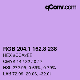 カラーコード: RGB 204.1 162.8 238 | qconv.com
