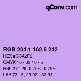 カラーコード: RGB 204.1 162.8 242 | qconv.com