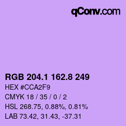 カラーコード: RGB 204.1 162.8 249 | qconv.com
