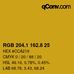 カラーコード: RGB 204.1 162.8 25 | qconv.com