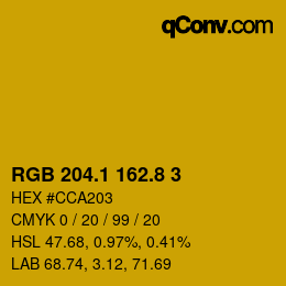 カラーコード: RGB 204.1 162.8 3 | qconv.com