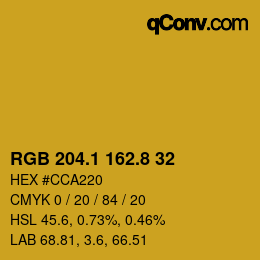 カラーコード: RGB 204.1 162.8 32 | qconv.com