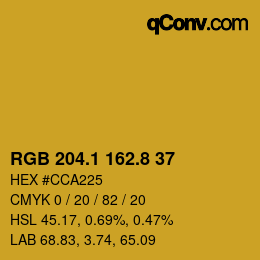 カラーコード: RGB 204.1 162.8 37 | qconv.com