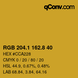 カラーコード: RGB 204.1 162.8 40 | qconv.com