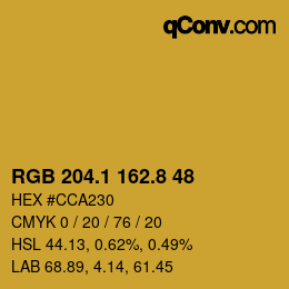 カラーコード: RGB 204.1 162.8 48 | qconv.com