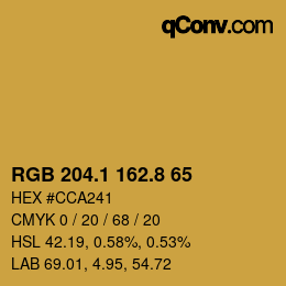 Color code: RGB 204.1 162.8 65 | qconv.com