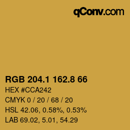 Color code: RGB 204.1 162.8 66 | qconv.com