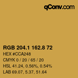 カラーコード: RGB 204.1 162.8 72 | qconv.com