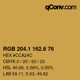 カラーコード: RGB 204.1 162.8 76 | qconv.com