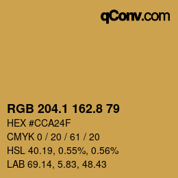 Color code: RGB 204.1 162.8 79 | qconv.com
