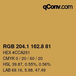 Color code: RGB 204.1 162.8 81 | qconv.com
