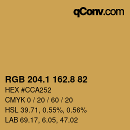 カラーコード: RGB 204.1 162.8 82 | qconv.com