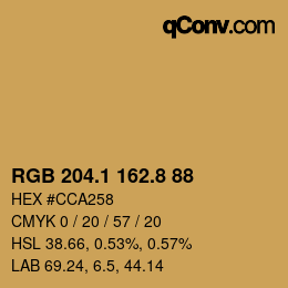 Color code: RGB 204.1 162.8 88 | qconv.com