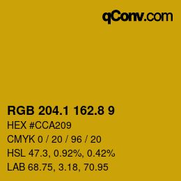 カラーコード: RGB 204.1 162.8 9 | qconv.com