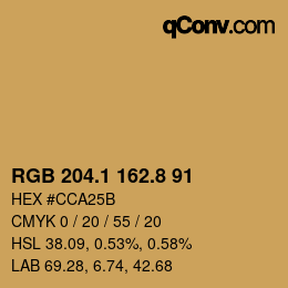 カラーコード: RGB 204.1 162.8 91 | qconv.com