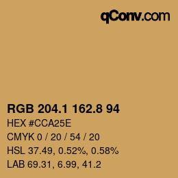 Color code: RGB 204.1 162.8 94 | qconv.com