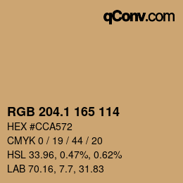 カラーコード: RGB 204.1 165 114 | qconv.com