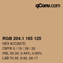 カラーコード: RGB 204.1 165 125 | qconv.com