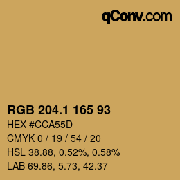 カラーコード: RGB 204.1 165 93 | qconv.com