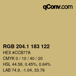 カラーコード: RGB 204.1 183 122 | qconv.com