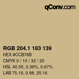 カラーコード: RGB 204.1 183 139 | qconv.com